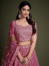 Onion Pink Heavy Georgette Embroidery with Sequins Work Lehenga